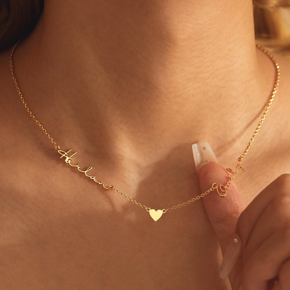 Birth Flower Necklace - Lemegeton カスタマイズされたネームネックレスカスタム複数の名前ペンダントステンレス鋼のジュエリー女性ガールパーソナライズされたファミリーギフト