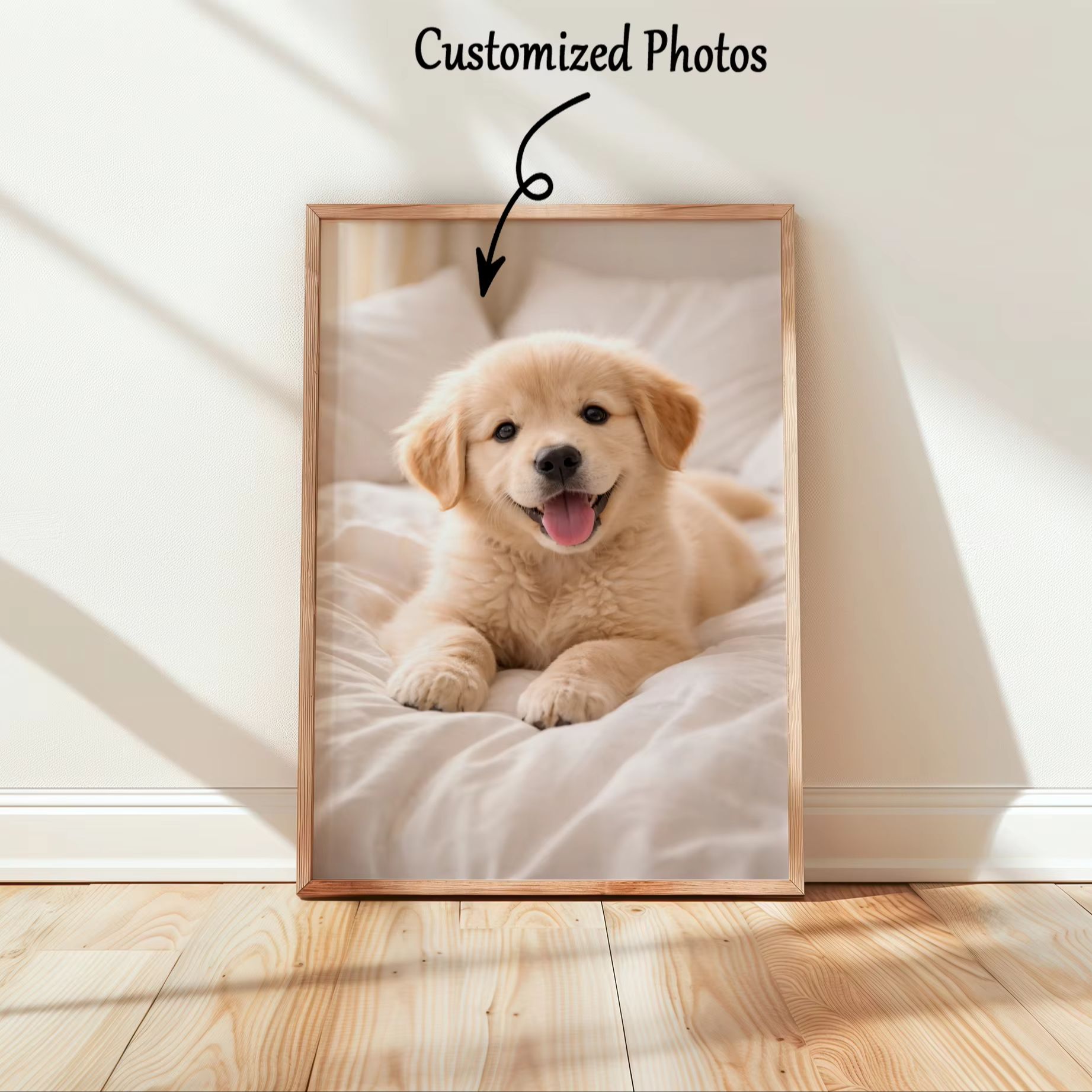 Pet Portrait Custom - オリジナル写真プリントキャンバス、フレームなしで友人へのプレゼントに最適な壁掛けアート、寝室の壁飾りやペットのポートレート写真を記念として贈るのにぴったり。