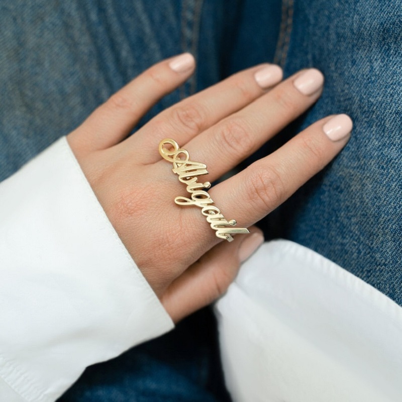 Initial Ring Custom - 男性と女性のためのカスタマイズ可能なナックルリング,ステンレス鋼,2本の指,シルバーのダブルリング,パーソナライズされたボーイフレンドギフト