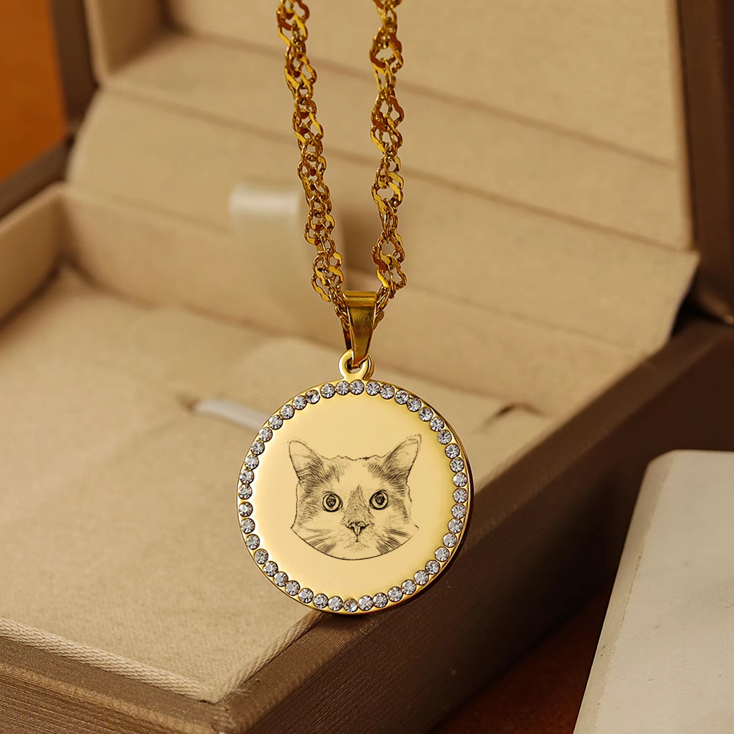カスタム刻印写真パターンディスクネックレスペットポートレート - Pet Portrait Custom のレビューと価格
