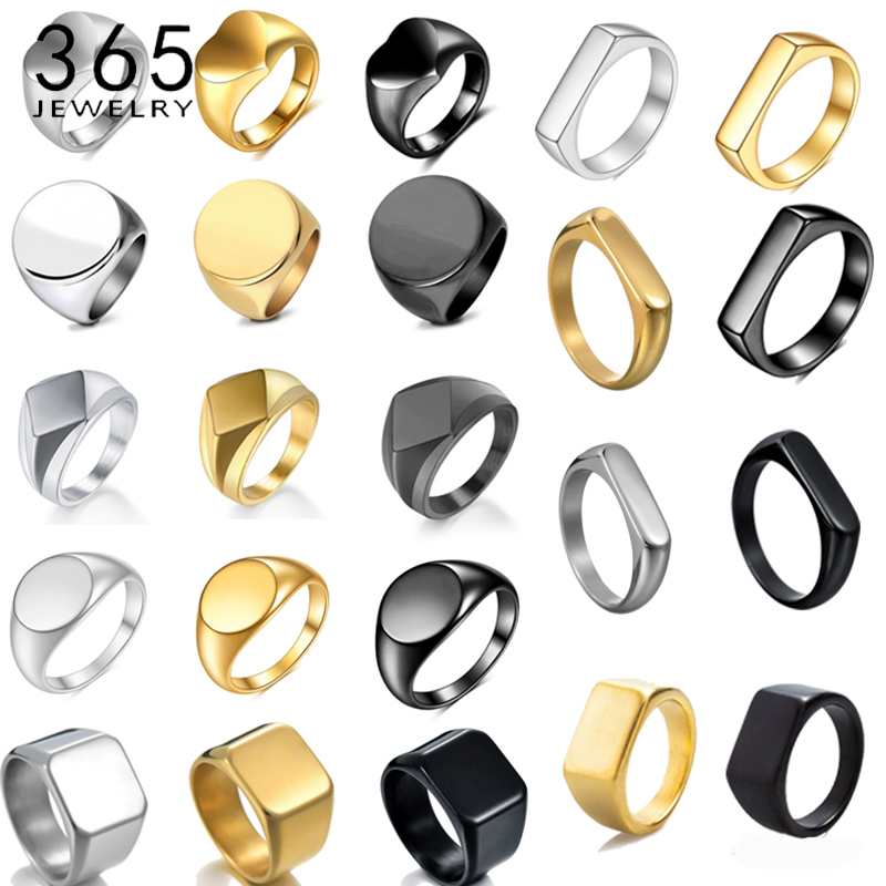 365 ステンレス鋼パンクロックスムーズシグネットカスタムネ - Initial Ring Custom のレビューと価格