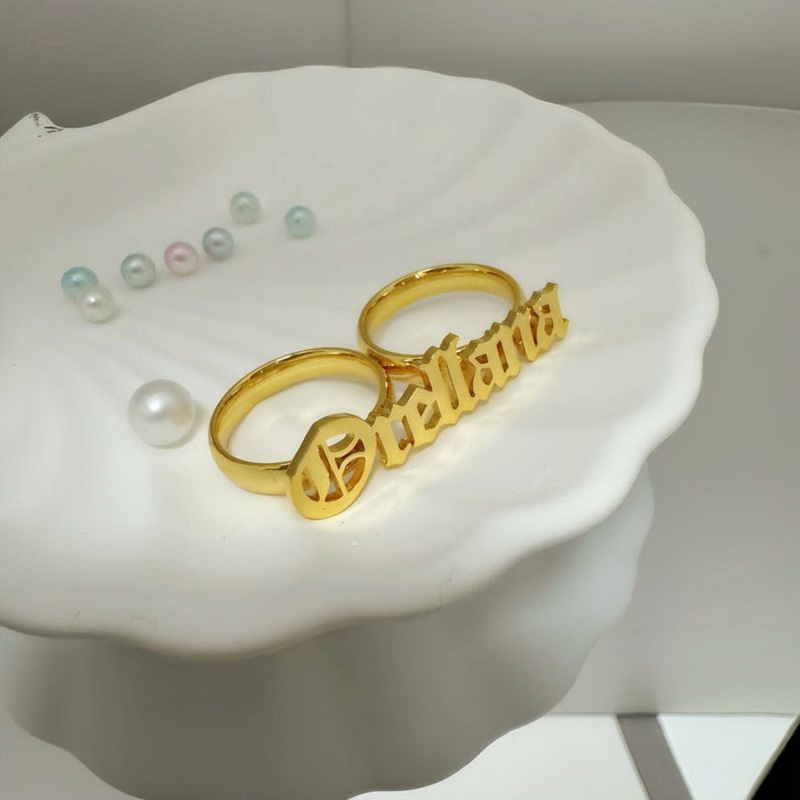 男性と女性のためのカスタマイズ可能なナックルリング,ステンレ - Initial Ring Custom のレビューと価格