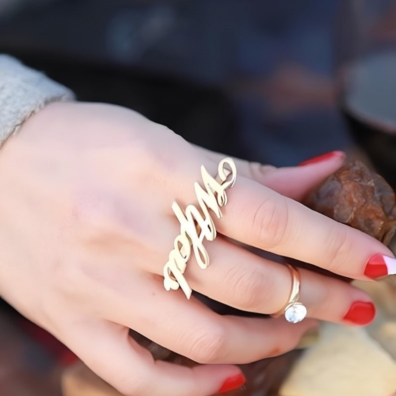 男性と女性のためのカスタマイズ可能なナックルリング,ステンレ - Initial Ring Custom のレビューと価格